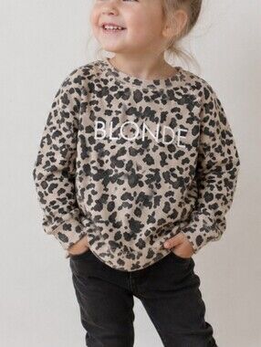 Brunette The Label Blonde Kids Leopard Print Sweatshirt Size 2/3T Crewneck